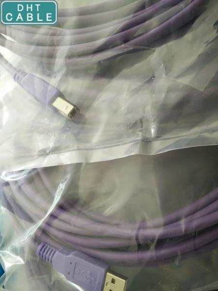 Purple 5 Pin USB 2.0 High Flex Cable , Straight A To Straight B Copper Flex