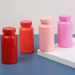 Customized Accepted Logo 150Ml Red Pink Empty Supplement Vitamin Capsule Pill