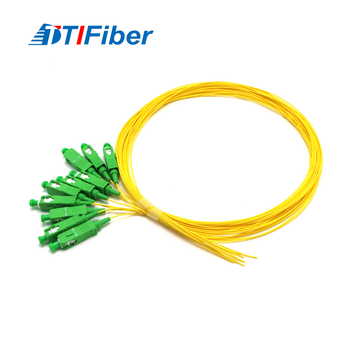 0.9mm SC APC Simplex Fiber Optic Cable Pigtail Yellow Single Mode