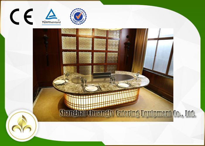 Stainless Steel Teppanyaki Grill Table Electromagnetic Heating 380V