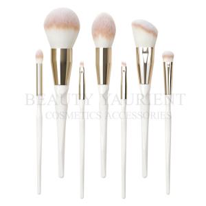 Quality Deluxe White 7 Piece Makeup Brush Set Ultra Soft Fiber Hair Facial Brush Kit wholesale