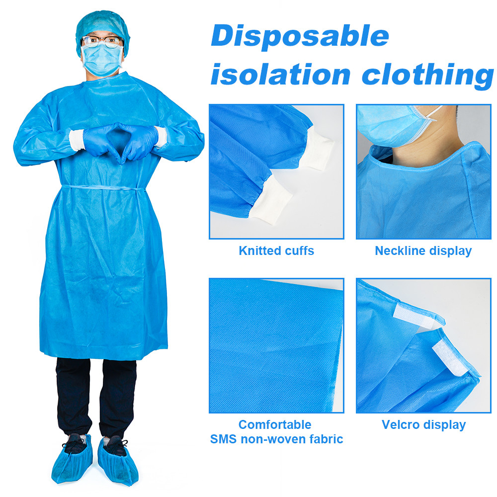 Medical Non Woven Isolation Gown CE FDA , Long Sleeve Disposable Aprons