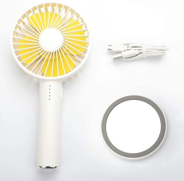 5 Speed Mini Portable Handheld Fan Battery 2000mah Table Travel Makeup Mirror