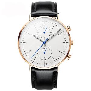 Quality Multi Functional 42mm Leather Strap Wrist Watch 3BAR Water Proof Watch OEM wholesale