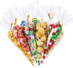 Quality Clear Plastic Packaging Treat Bags , Cellophane Cone Sweet Bags wholesale