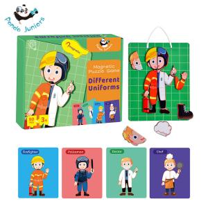 Quality Uniforms for Firefighter Doctor Policeman, Chef Magnetic Jigsaw Puzzle Birthday Gift For Kindergarten wholesale