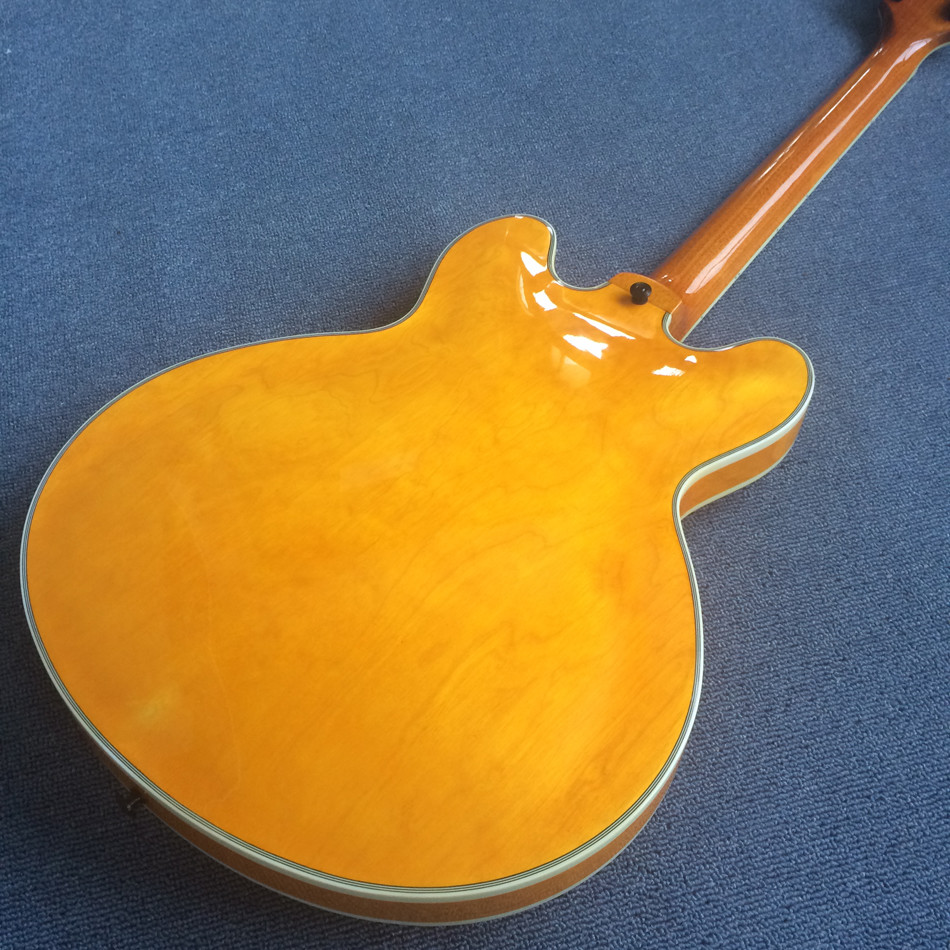Hollow body jazz guitar,Flame Maple Top,Ebony Fingerboard,double F holes jazz electric guitar