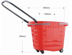 Quality Supermarket Plastic Shopping Baskets With Handles , Shopping Baskets On Wheels wholesale