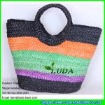 LDYP-005 striped colored tote bag cornhusk straw hobo beach bags