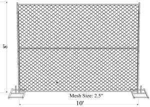 Quality Construction Silver Temporary Chain Link Fence 8ft X 12ft ASTM A392-06 wholesale