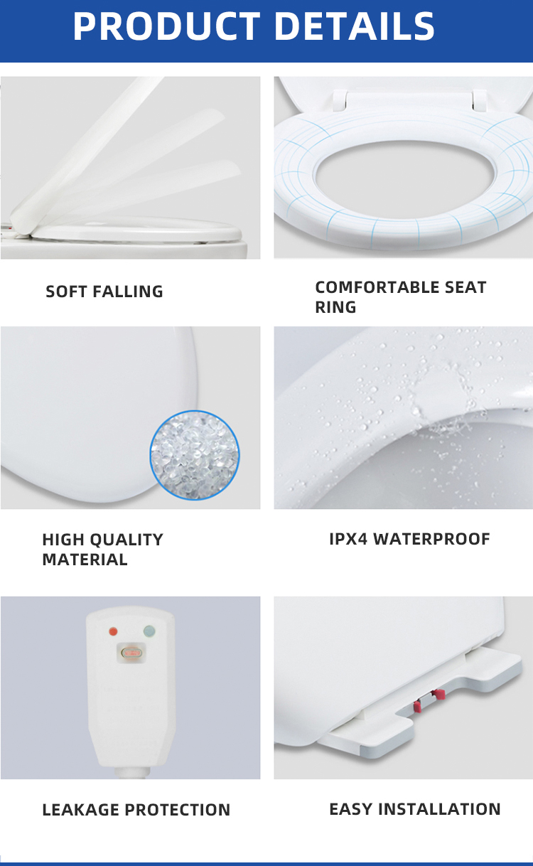 Smart Elongated Toilet Lid Covers Intelligent Constant Temperature Heating Technology