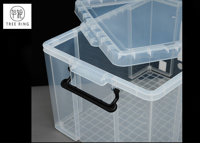 Clear / Transparent Collapsible Plastic Crate Lightweight 45l For Office