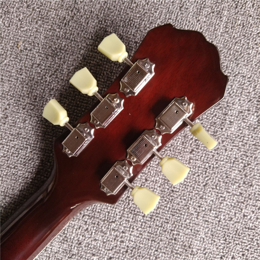 Hot sales hollow body electric guitar with wine color and silvery spare parts