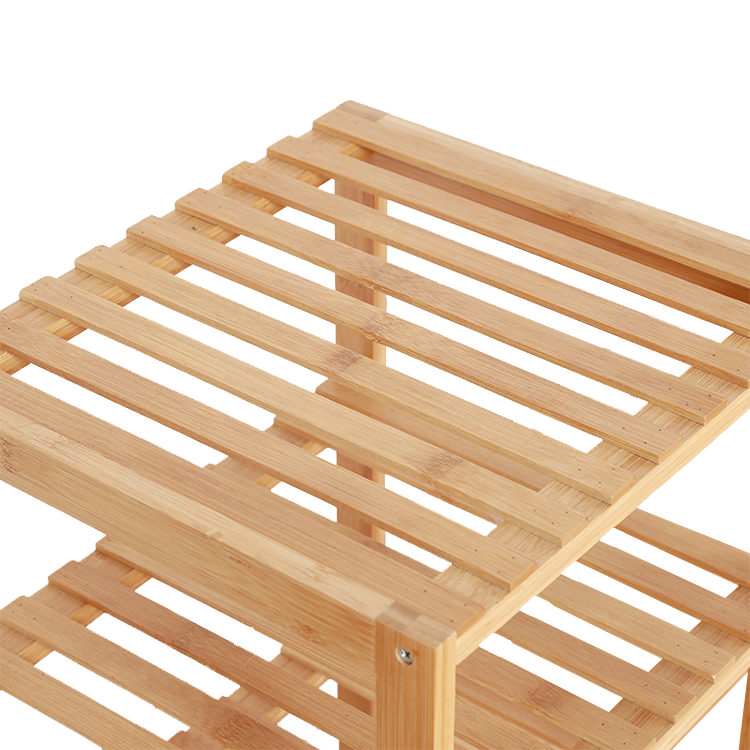 Custom 4 Tier Rectangle Bamboo Shoe Shelf Rack For Warehouse Storage