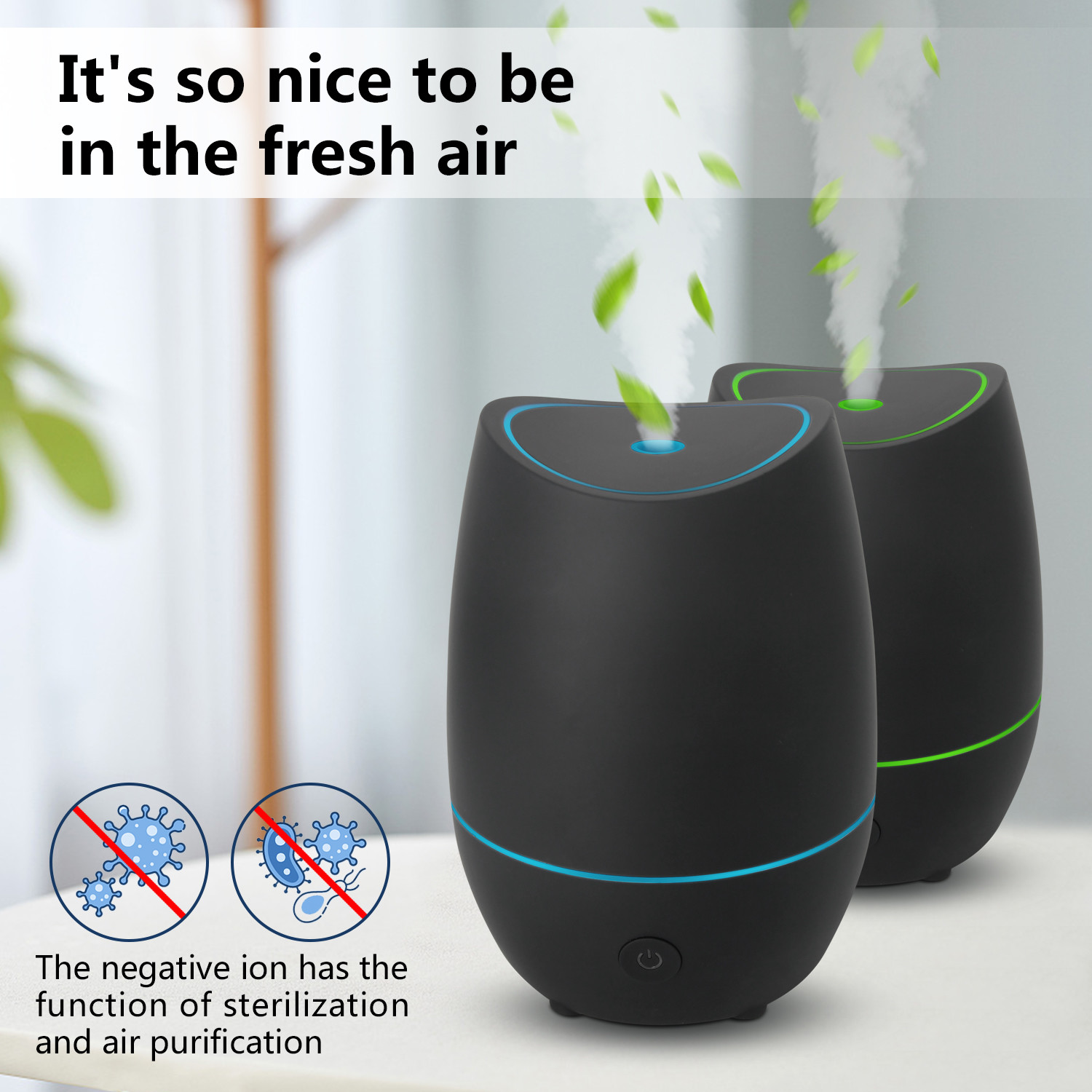 350ML Ultrasonic Aroma Diffuser Home Use Black Diffuser With 7 Color Lights