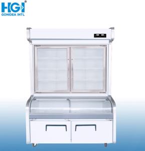 Quality Double Door Commercial Refrigerator Vertical Beverage Hotpot Showcase Hcd-1200t wholesale