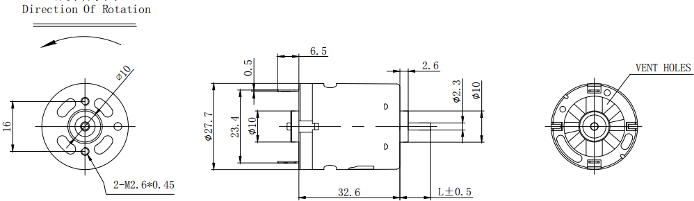 RS360SM  DC Electric Motors Dimension