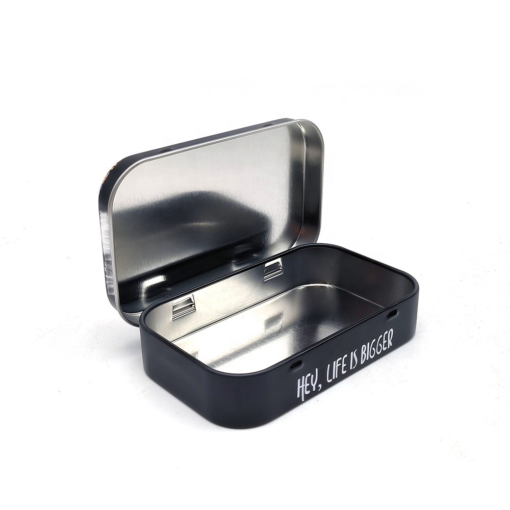 Small 2 Piece Tins Wholesale Black Tins Pepermint Tin Boxes with Hinge