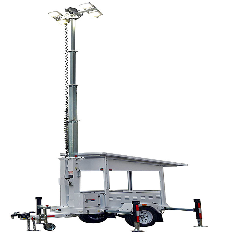 Renewable Energy Mobile Solar Light Tower with Manual Winch Mast Lifting Portable Light Tower Generator