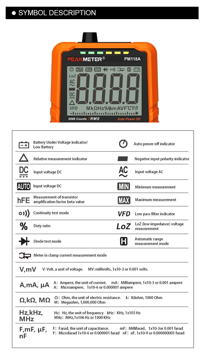 Manual And Auto Range Digital Meter AC DC Digital MAX And MIN Measurement Diode Multimeter