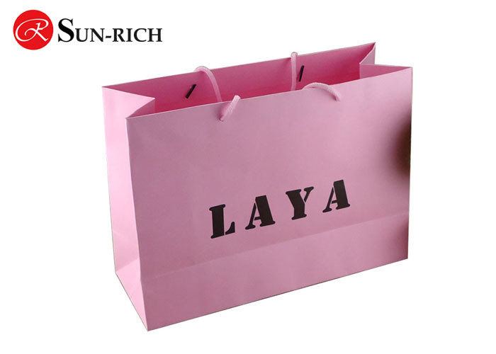 Customized Black Logo Pink luxury paper bag