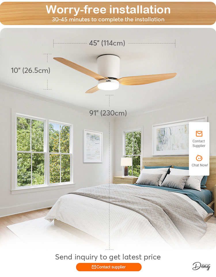 45" ABS Blades LED Ceiling Fan with 3000k/4000k/6000k Color Temperature and Small Size