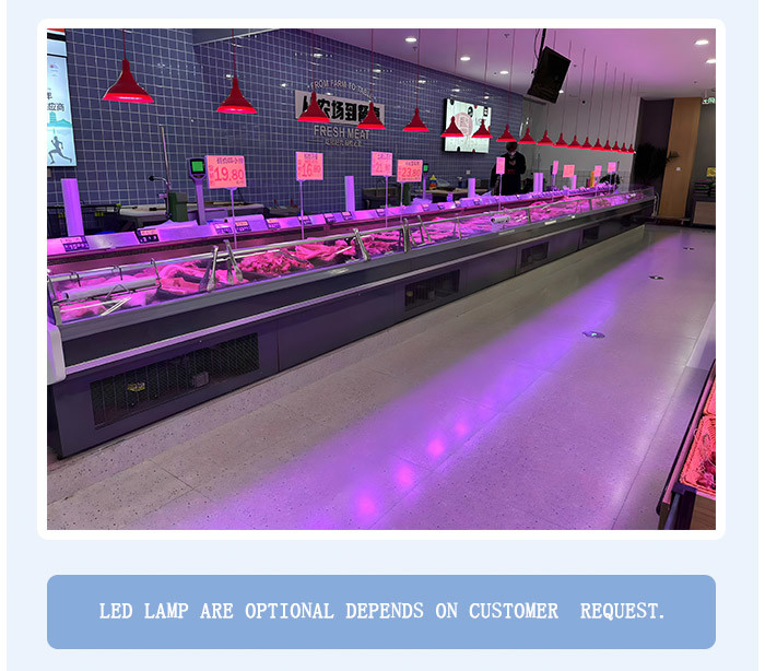 Single Temperature Meat Display Freezer 1875mm Length Electric Food Cooler Counter Case