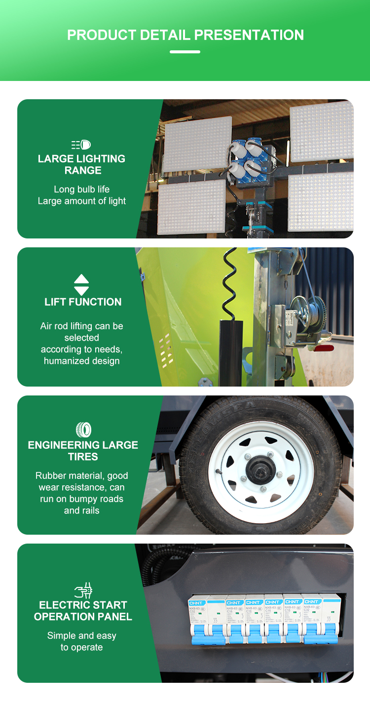 Diesel Light Tower Multifunction Outdoor Tower Light with 3500K Color Temperature