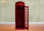 Telephone Booth Display Accent Cabinet MDF Wine Holder Red Color Decorative