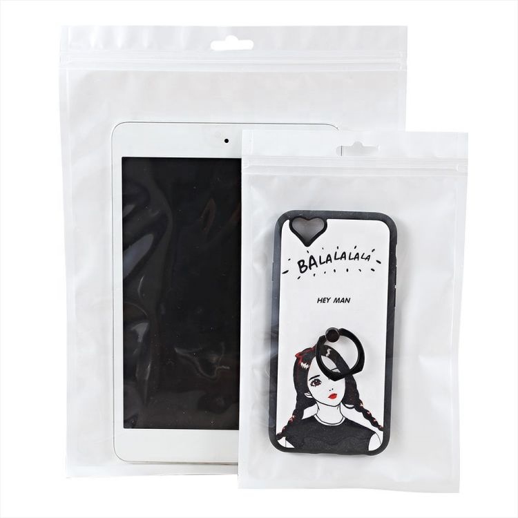 Glossy Clear Plastic Ziplock Pouch Bag For Mobile Phone Case And USB Cables Packaging