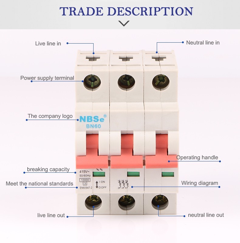 Flame Resistant 10KA Plastic Mini C Curve Mcb Circuit Breaker