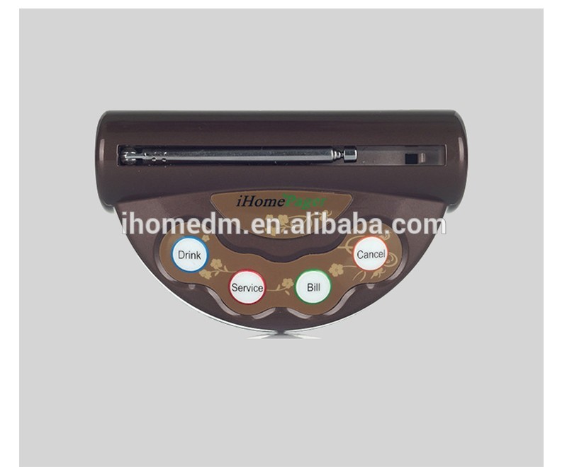 wireless restaurant pager system 4 button caller, service,bill,drink,cancel or customized content