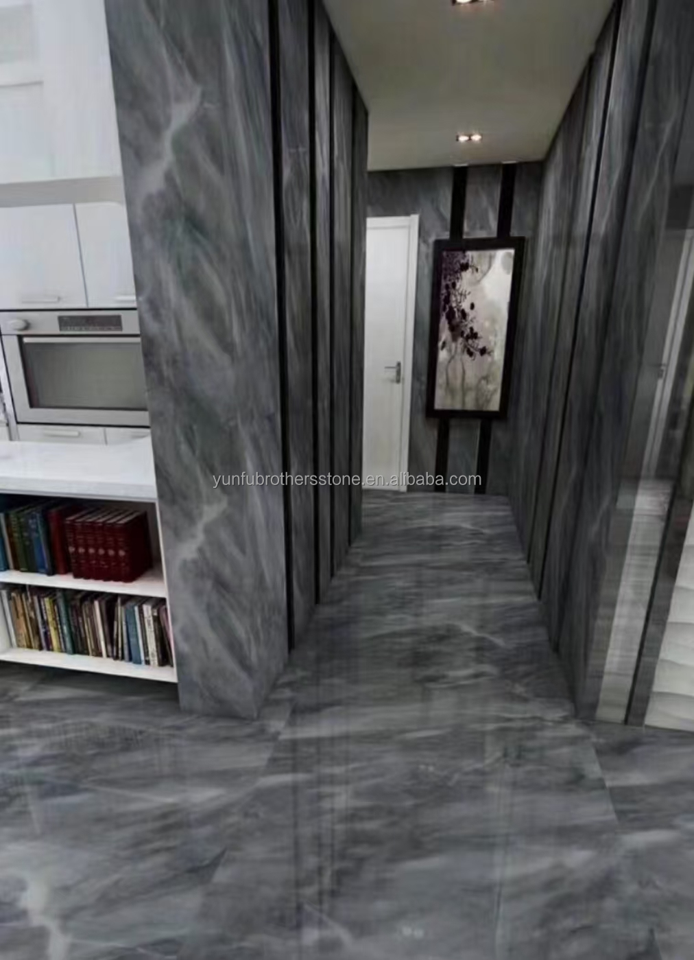 Popular Space Grey Marble Big Slab for Modern Light Gray Stairs in House and Hotel