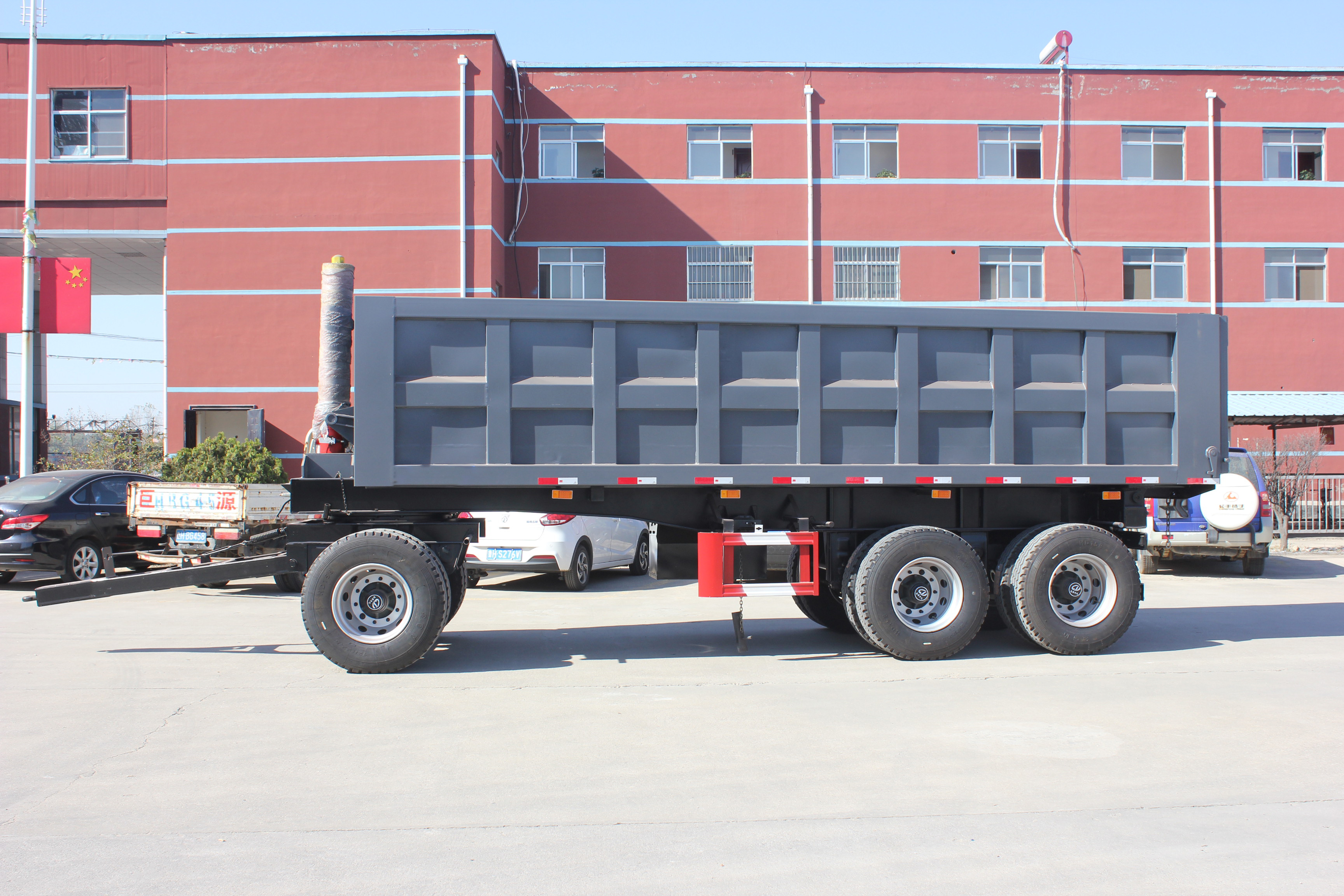 20 Ton Cargo Dump Semi Trailer Truck with 2 Axles Full Trailer Drawbar and Leaf Spring