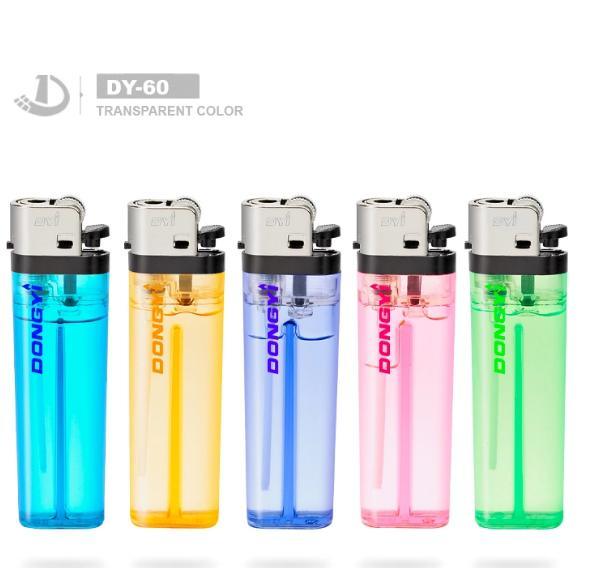 Dy-60 Transparent Color Cheap Price Plastic Cigarette Flint Gas Lighter
