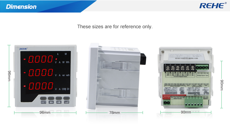 Hot-sale 96*96mm cheap low price Three Phase LED Multi-function Power Meter with RS485