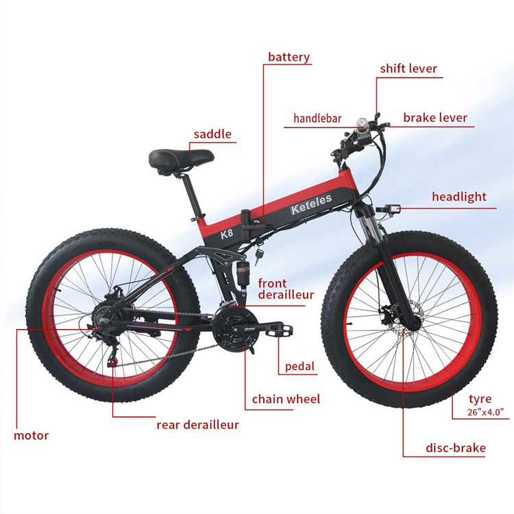 48v Ebike Fat 26 Aluminum Alloy Frame 1000W Brushless Geared