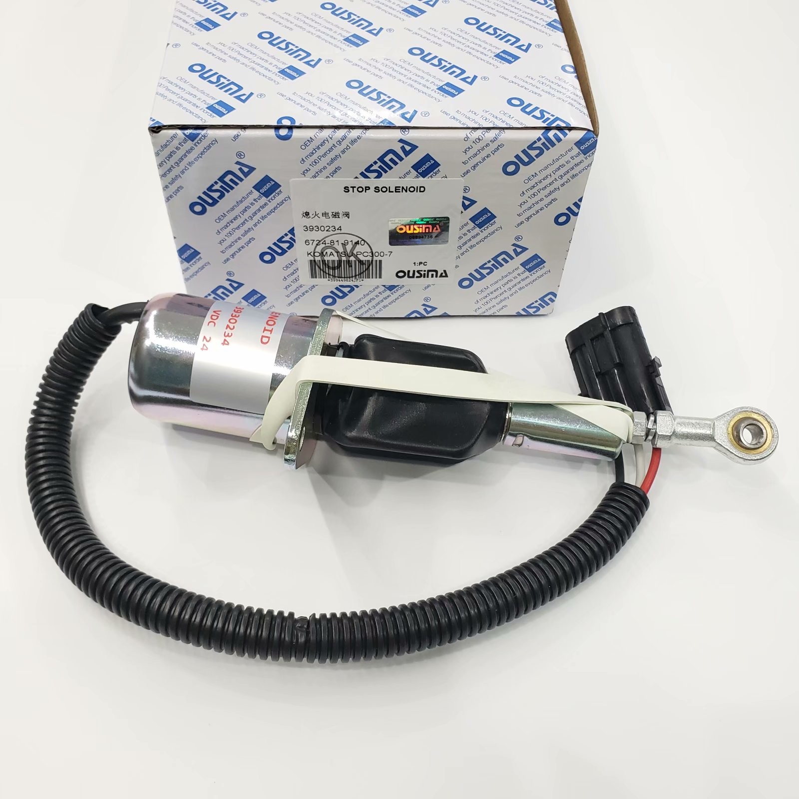 OUSIMA 24V Shut Off Solenoid 3930234 6734-81-9140 For Excavator Komatsu PC300-7 Part