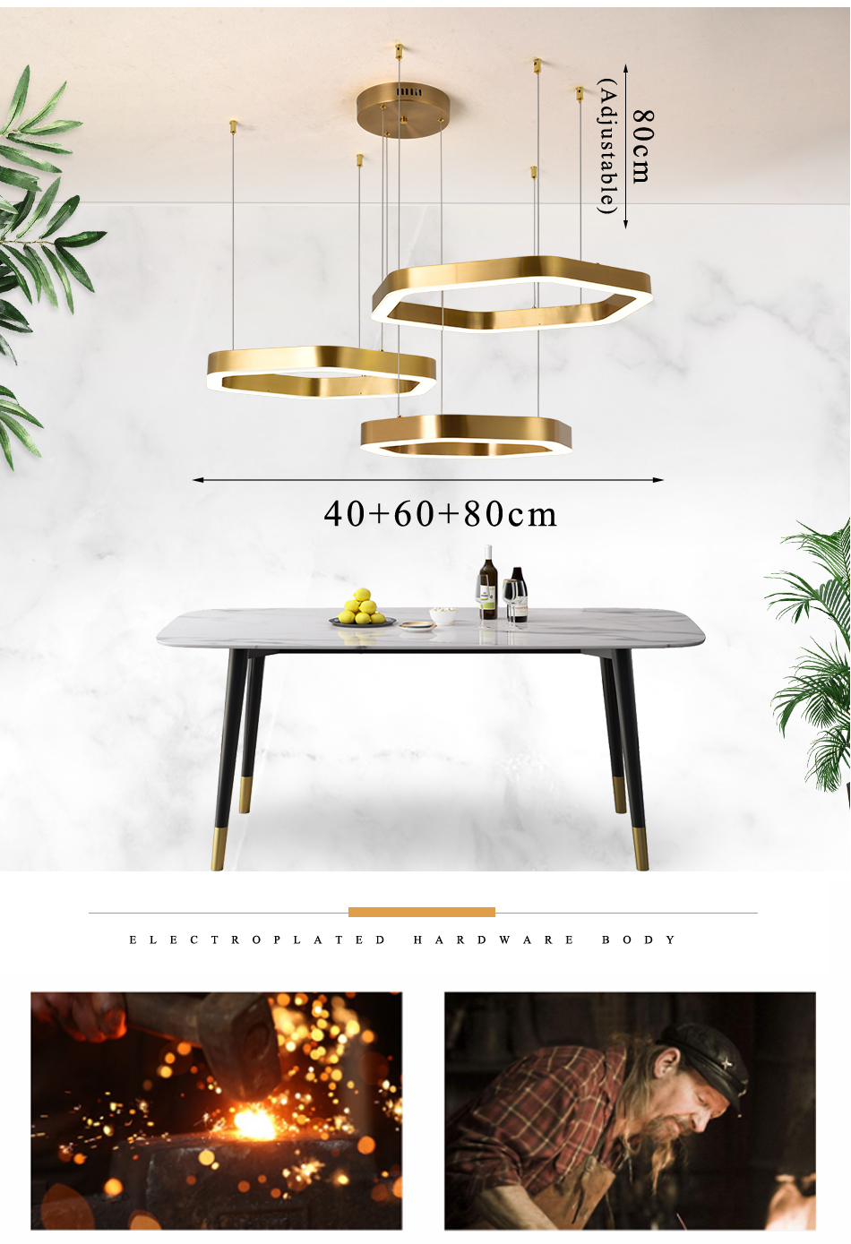 Modern Led Chandelier Gold Living Room Lamp Simple Creative Gold Chandelier(WH-NC-68)