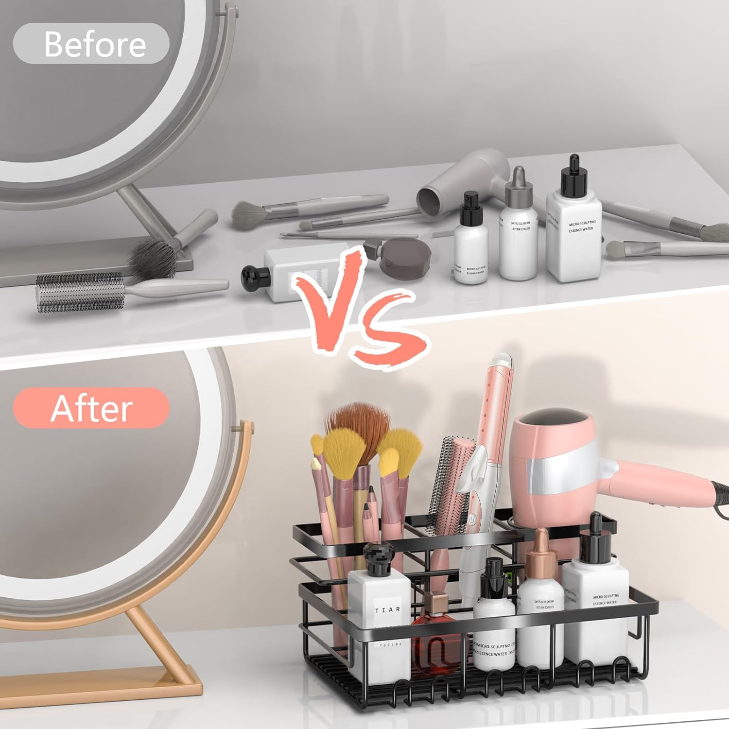 Modern Hair Tool Organizer Convenient Organization with Multiple Installation Options