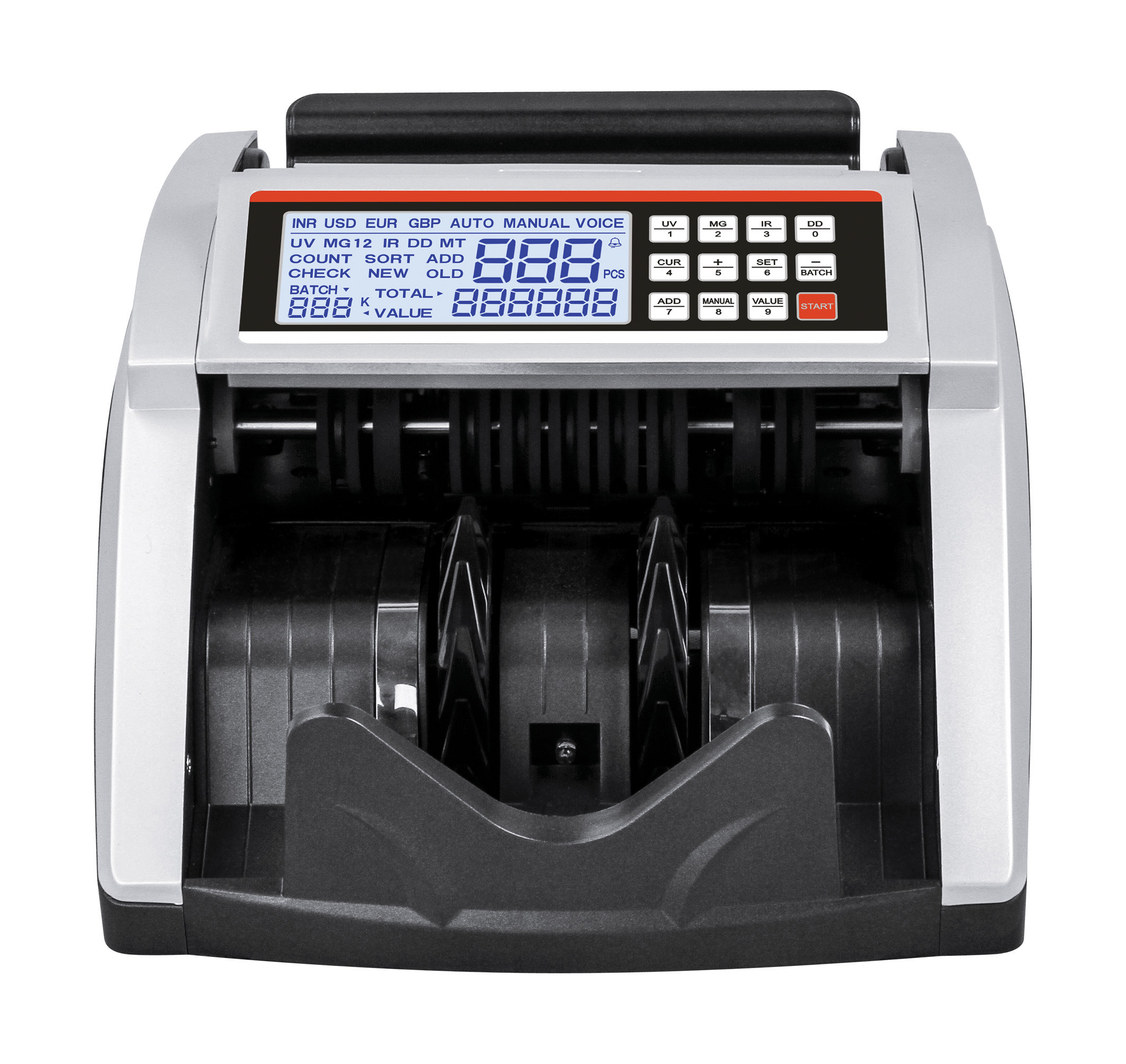 EURO COUNTER DETECTOR Back Feeding Money Counter Professional Money Counting machine with MG IR UV LCD SCREEN