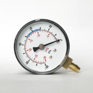 Quality EN 837-1 Vacuum Pressure Gauge 30 InHg 63mm Bottom Mount Pressure Gauge wholesale