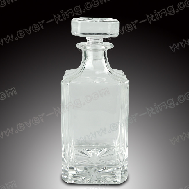 ISO9001 Square shaped Luxury Spirits Brandy Glass Bottle