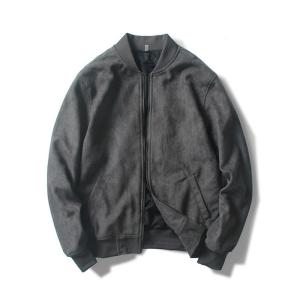 Quality Oem Factory Manufacturer Custom Logo Causal Slim Fit Cotton Suede Leather Zip Up Bomber Jackets wholesale