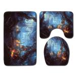Halloween Polyester Fiber Toilet Mat Set Bathroom Three Piece Bath Rug Set