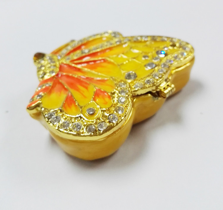 New style hot sale gift trinket boxes enamel jewelry box butterfly jewerly box