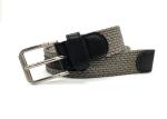 Single Prong Buckle Elastic Woven Fabric Braided Belt Combine With PU Leather