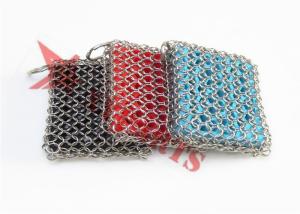 Quality Stainless Steel Silicone Chainmail Scrubbing Pad For Cast Iron Skillets Cleaning wholesale