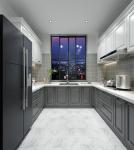 Gray Laminate Kitchen Cabinet Interiors Custom Veneer Color for Apartment