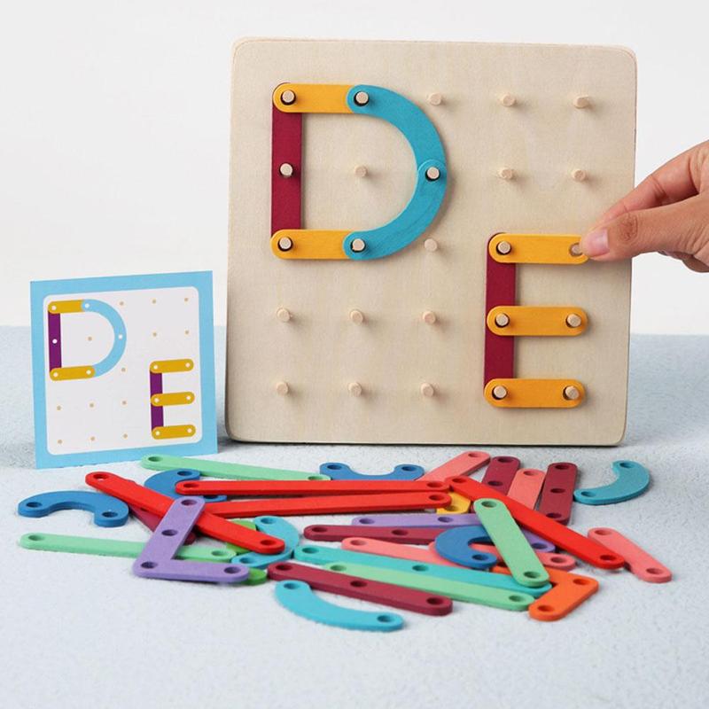 Nail Board Puzzle Montessori Geometric Wooden Early Toy Toy Jigsaw Board Game Child Education Educational Wood Education